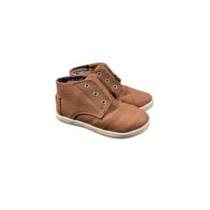 Toms Kids Boys Leather Lace Up Oxfords Chukka Paseo‎ Mid Boots Brown Size 9